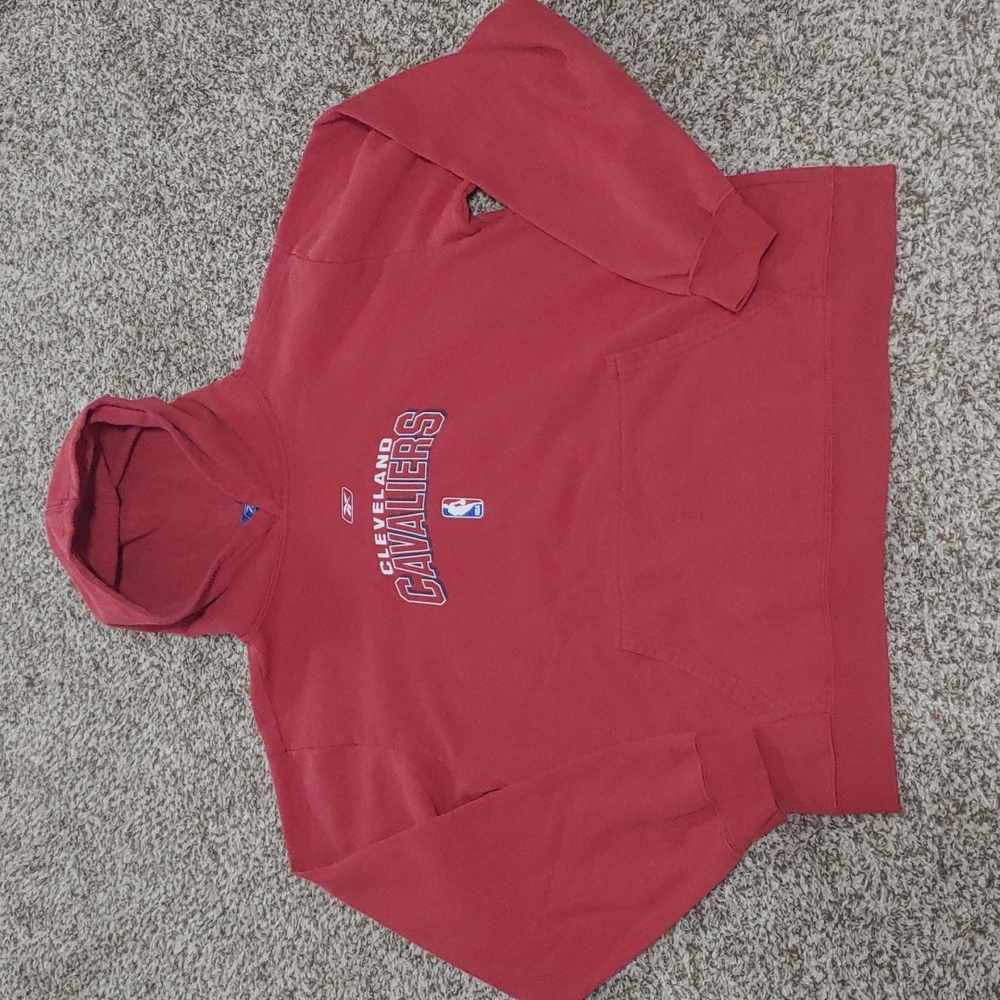 VTG Reebok Cleveland Cavaliers Hoodie Kids Red Sweatshirt Size XL